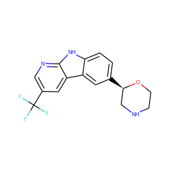 FC(F)(F)c1cnc2[nH]c3ccc([C@@H]4CNCCO4)cc3c2c1 ZINC000205124515