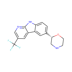 FC(F)(F)c1cnc2[nH]c3ccc([C@H]4CNCCO4)cc3c2c1 ZINC000205124475