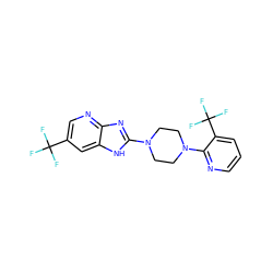 FC(F)(F)c1cnc2nc(N3CCN(c4ncccc4C(F)(F)F)CC3)[nH]c2c1 ZINC000038157632