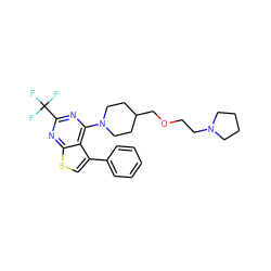 FC(F)(F)c1nc(N2CCC(COCCN3CCCC3)CC2)c2c(-c3ccccc3)csc2n1 ZINC000146571498