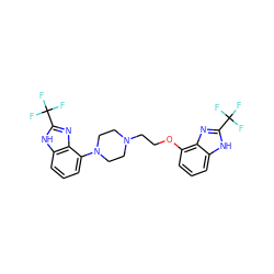 FC(F)(F)c1nc2c(OCCN3CCN(c4cccc5[nH]c(C(F)(F)F)nc45)CC3)cccc2[nH]1 ZINC000040894319