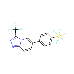 FC(F)(F)c1nnc2ccc(-c3ccc(S(F)(F)(F)(F)F)cc3)cn12 ZINC000115358534