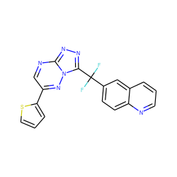 FC(F)(c1ccc2ncccc2c1)c1nnc2ncc(-c3cccs3)nn12 ZINC000200637046