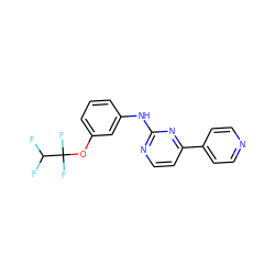 FC(F)C(F)(F)Oc1cccc(Nc2nccc(-c3ccncc3)n2)c1 ZINC000000600450