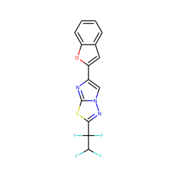 FC(F)C(F)(F)c1nn2cc(-c3cc4ccccc4o3)nc2s1 ZINC000143850188