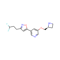 FC(F)CCc1cc(-c2cncc(OC[C@@H]3CCN3)c2)on1 ZINC000095575093