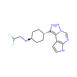 FC(F)CN[C@H]1CC[C@H](c2nnn3cnc4[nH]ccc4c23)CC1 ZINC001772605044