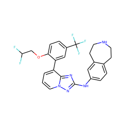 FC(F)COc1ccc(C(F)(F)F)cc1-c1cccn2nc(Nc3ccc4c(c3)CCNCC4)nc12 ZINC000096169831