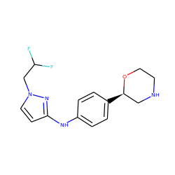 FC(F)Cn1ccc(Nc2ccc([C@@H]3CNCCO3)cc2)n1 ZINC000149993054