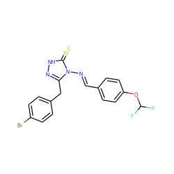 FC(F)Oc1ccc(/C=N/n2c(Cc3ccc(Br)cc3)n[nH]c2=S)cc1 ZINC000012487987