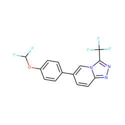 FC(F)Oc1ccc(-c2ccc3nnc(C(F)(F)F)n3c2)cc1 ZINC000114879485