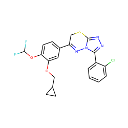 FC(F)Oc1ccc(C2=Nn3c(nnc3-c3ccccc3Cl)SC2)cc1OCC1CC1 ZINC000043021100