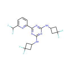 FC(F)c1cccc(-c2nc(NC3CC(F)(F)C3)nc(NC3CC(F)(F)C3)n2)n1 ZINC000223110568