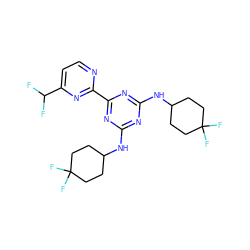 FC(F)c1ccnc(-c2nc(NC3CCC(F)(F)CC3)nc(NC3CCC(F)(F)CC3)n2)n1 ZINC000223123463