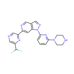 FC(F)c1cncc(-c2cc3c(cn2)cnn3-c2cccc(N3CCNCC3)n2)n1 ZINC000224862768