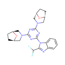 FC(F)c1nc2ccccc2n1-c1nc(N2C[C@@H]3CC[C@H](C2)O3)nc(N2C[C@@H]3CC[C@H](C2)O3)n1 ZINC000058534050