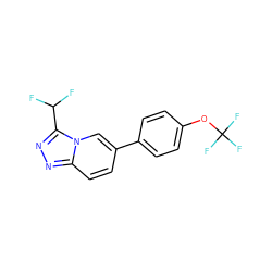 FC(F)c1nnc2ccc(-c3ccc(OC(F)(F)F)cc3)cn12 ZINC000114880350