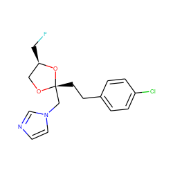 FC[C@@H]1CO[C@@](CCc2ccc(Cl)cc2)(Cn2ccnc2)O1 ZINC000040764032