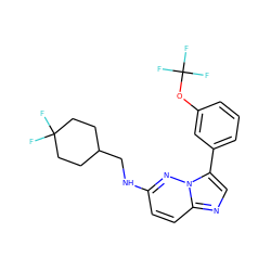 FC1(F)CCC(CNc2ccc3ncc(-c4cccc(OC(F)(F)F)c4)n3n2)CC1 ZINC000113133720