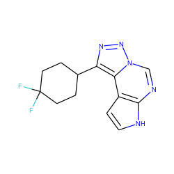 FC1(F)CCC(c2nnn3cnc4[nH]ccc4c23)CC1 ZINC001772601457