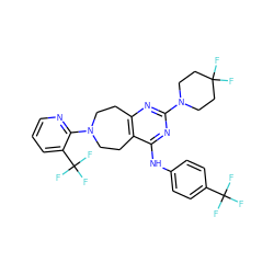 FC1(F)CCN(c2nc3c(c(Nc4ccc(C(F)(F)F)cc4)n2)CCN(c2ncccc2C(F)(F)F)CC3)CC1 ZINC000137653366