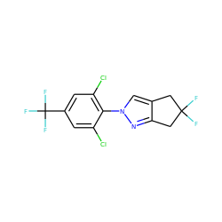 FC1(F)Cc2cn(-c3c(Cl)cc(C(F)(F)F)cc3Cl)nc2C1 ZINC000028572695