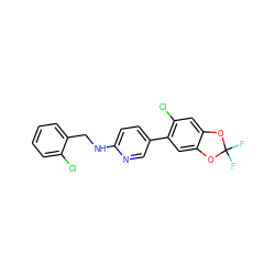 FC1(F)Oc2cc(Cl)c(-c3ccc(NCc4ccccc4Cl)nc3)cc2O1 ZINC000149807055