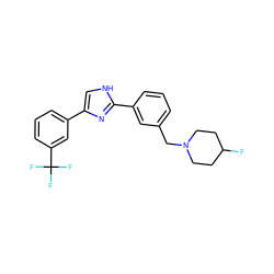 FC1CCN(Cc2cccc(-c3nc(-c4cccc(C(F)(F)F)c4)c[nH]3)c2)CC1 ZINC000066252665