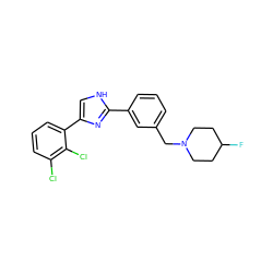 FC1CCN(Cc2cccc(-c3nc(-c4cccc(Cl)c4Cl)c[nH]3)c2)CC1 ZINC000066252702