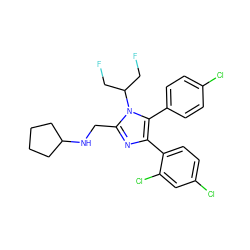 FCC(CF)n1c(CNC2CCCC2)nc(-c2ccc(Cl)cc2Cl)c1-c1ccc(Cl)cc1 ZINC000043020844