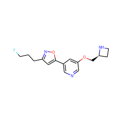 FCCCc1cc(-c2cncc(OC[C@@H]3CCN3)c2)on1 ZINC000095572829