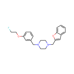 FCCOc1cccc(CN2CCN(Cc3cc4ccccc4o3)CC2)c1 ZINC000058575315