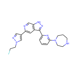 FCCn1cc(-c2cc3c(-c4cccc(N5CCCNCC5)n4)n[nH]c3cn2)cn1 ZINC000205288536