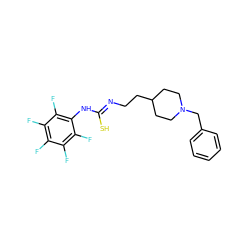 Fc1c(F)c(F)c(N/C(S)=N/CCC2CCN(Cc3ccccc3)CC2)c(F)c1F ZINC000013734788