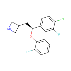 Fc1cc([C@H](CC2CNC2)Oc2ccccc2F)ccc1Cl ZINC000299836445