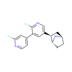 Fc1cc(-c2cc([C@H]3C[C@H]4CC[C@H]3N4)cnc2F)ccn1 ZINC000103249589