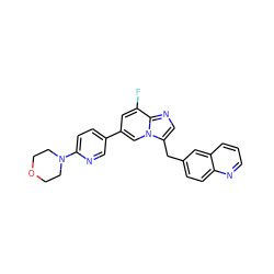 Fc1cc(-c2ccc(N3CCOCC3)nc2)cn2c(Cc3ccc4ncccc4c3)cnc12 ZINC000473124730