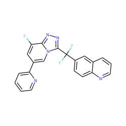 Fc1cc(-c2ccccn2)cn2c(C(F)(F)c3ccc4ncccc4c3)nnc12 ZINC000299857579