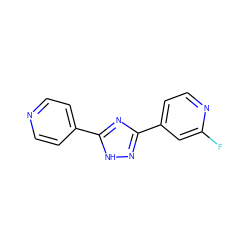 Fc1cc(-c2n[nH]c(-c3ccncc3)n2)ccn1 ZINC000049016466