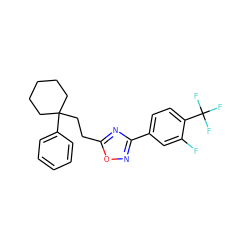 Fc1cc(-c2noc(CCC3(c4ccccc4)CCCCC3)n2)ccc1C(F)(F)F ZINC000200394736