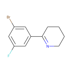 Fc1cc(Br)cc(C2=NCCCC2)c1 ZINC000653699909