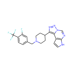 Fc1cc(CN2CCC(c3nnn4cnc5[nH]ccc5c34)CC2)ccc1C(F)(F)F ZINC001772653122