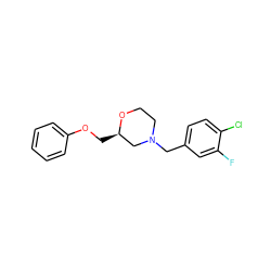 Fc1cc(CN2CCO[C@H](COc3ccccc3)C2)ccc1Cl ZINC000653917150