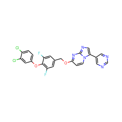 Fc1cc(COc2ccn3c(-c4cncnc4)cnc3n2)cc(F)c1Oc1ccc(Cl)c(Cl)c1 ZINC000473154771