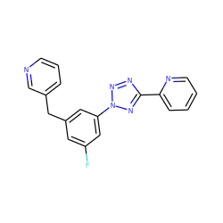 Fc1cc(Cc2cccnc2)cc(-n2nnc(-c3ccccn3)n2)c1 ZINC000028386069