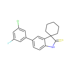 Fc1cc(Cl)cc(-c2ccc3c(c2)C2(CCCCC2)C(=S)N3)c1 ZINC000013488902