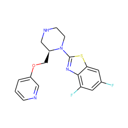 Fc1cc(F)c2nc(N3CCNC[C@@H]3COc3cccnc3)sc2c1 ZINC000114577903