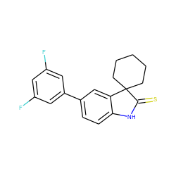 Fc1cc(F)cc(-c2ccc3c(c2)C2(CCCCC2)C(=S)N3)c1 ZINC000013488904