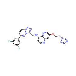 Fc1cc(F)cc(-c2ccc3nnc(CNc4ccnc5cc(OCCn6cncn6)cnc45)n3n2)c1 ZINC000166091189