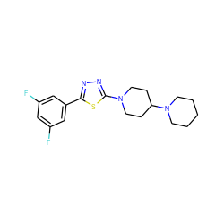 Fc1cc(F)cc(-c2nnc(N3CCC(N4CCCCC4)CC3)s2)c1 ZINC000066251252